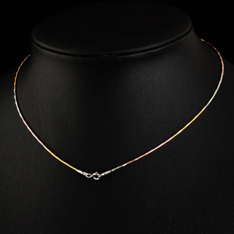 Fashionable Versatile Three-Color Gold Silver Necklace S925 Silver Color Women's Pendant Chain Sweater Chain