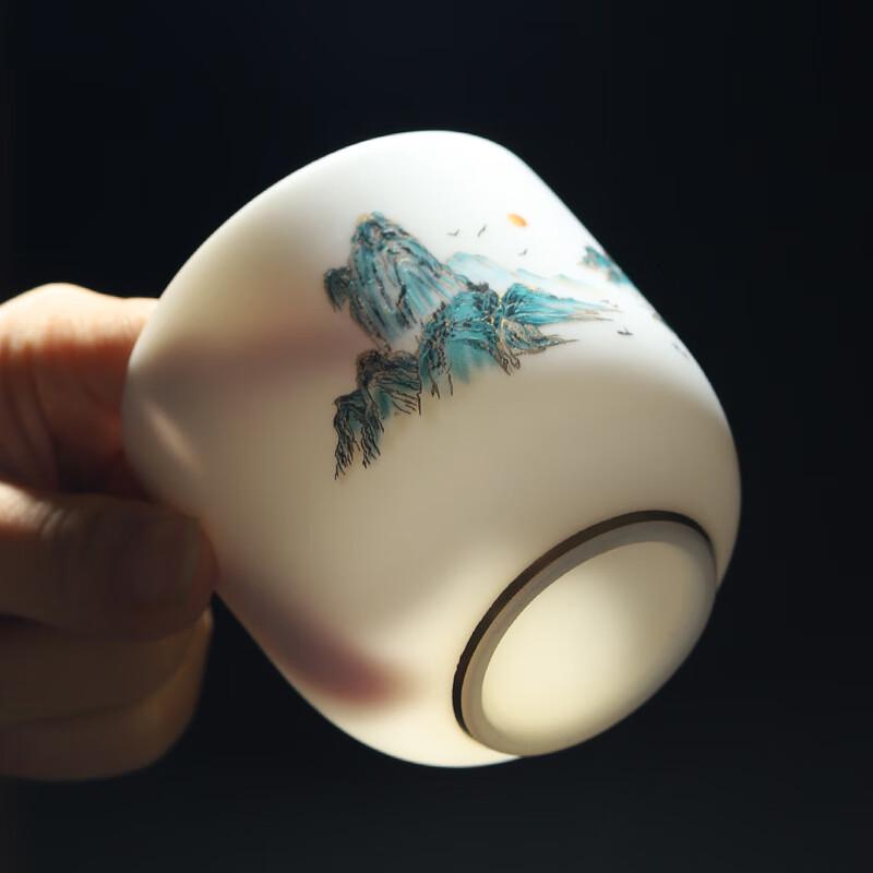 Dehua Ceramic Portable Tea Set - Thousand Miles of Rivers and Mountains Design