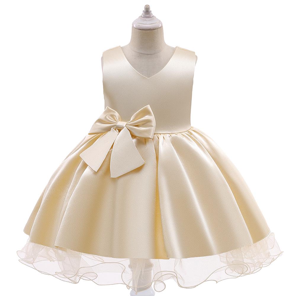 European & American Princess Mesh Bow Dress - Girls' Birthday & Piano Performance Outfit