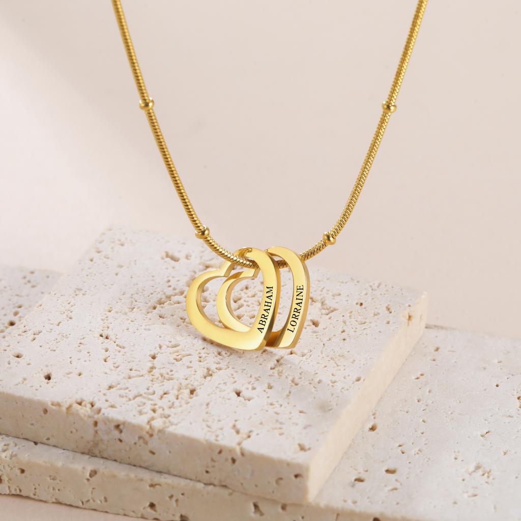 Cazador Custom Name Hearts Necklaces for Women Personalized Pendant Snake Chain Stainless Steel Jewelry Gift 2026