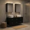 5 Piece Bathroom Furniture Set Black Oak Engineered Wood and Glass
