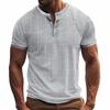 Mens Casual Breathable Loose Short Sleeve Henley Summer T Shirt