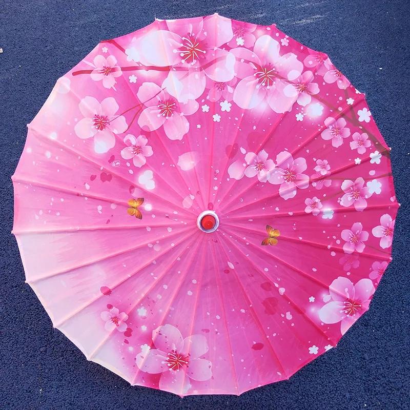 

84cm Vintage Chinese Umbrella Silk Cloth Japan Cherry Blossoms Umbrella Home Hotel Ceiling Decor Anime Festival Umbrella Props (as the picture,Bamboo&24K)