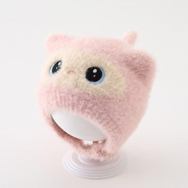 Warm Fleece Rabbit Ear Knitted Hat For Children Autumn Winter Unisex Baby Cute Little Girl Princess Style Windproof Ear Protetio