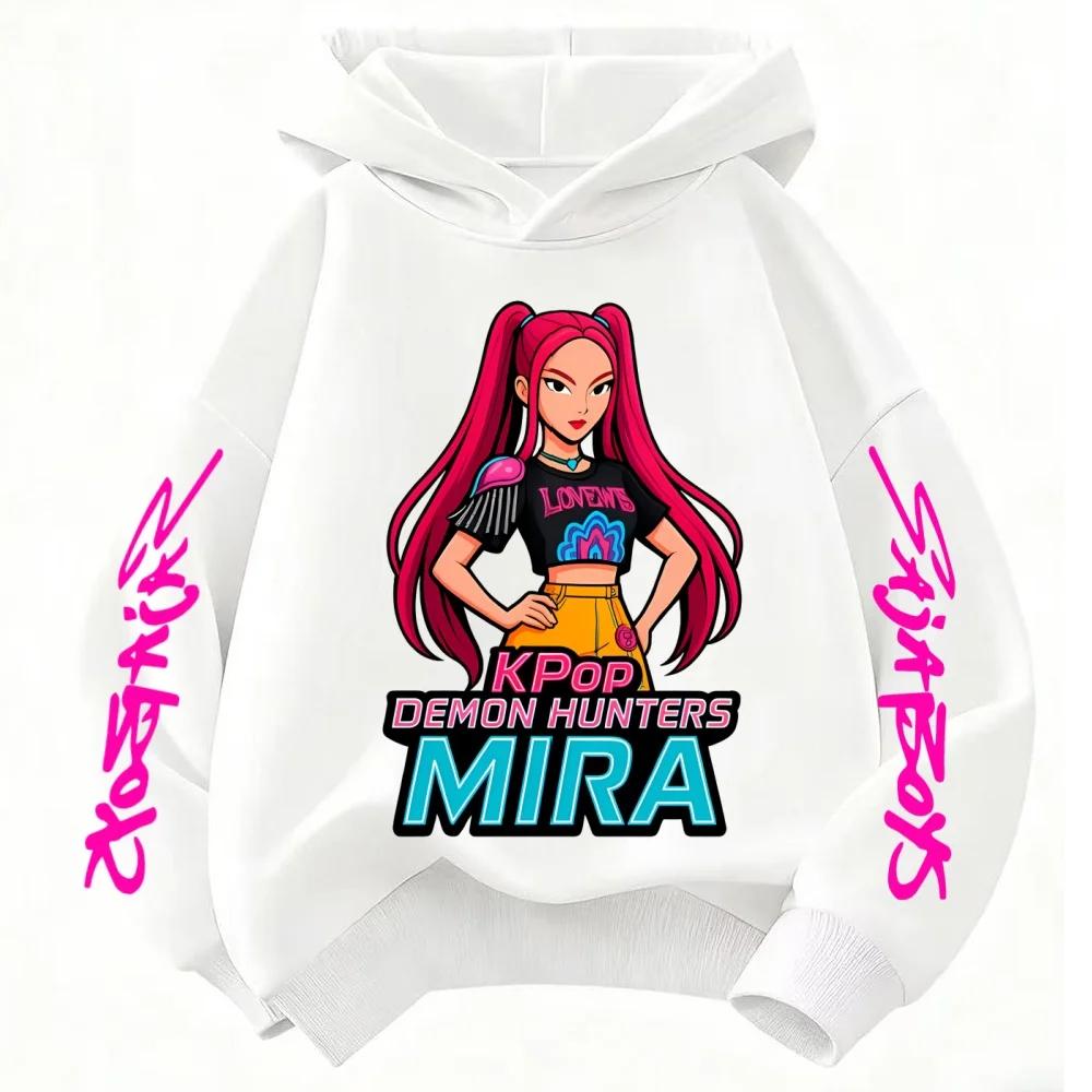 Winter Kpop Demon Hunter Children's Hooded Sweatshirt Cute Kpop Demon Hunter Tiger Top Harajuku Boys and Girls