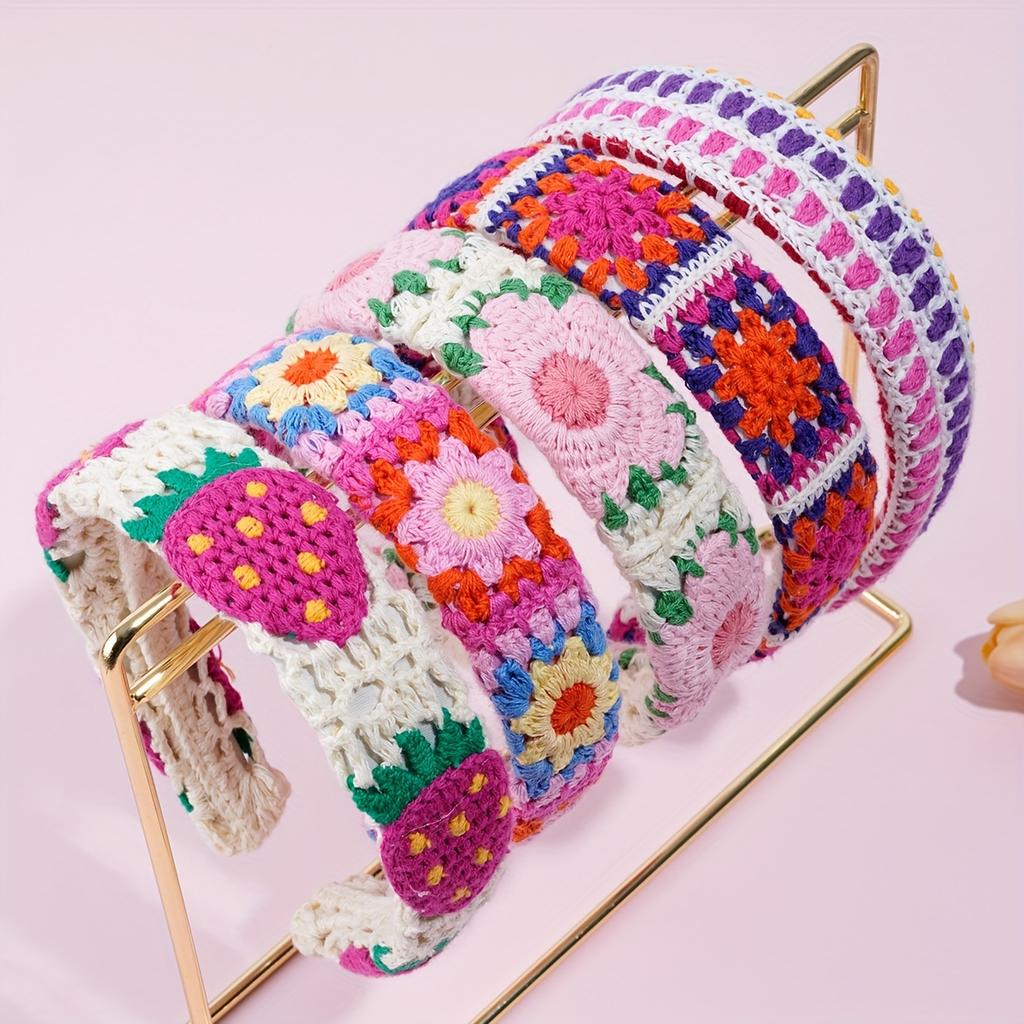 Boho-Chic Floral Knit Headband for Women - Cute & Stylish Hair Accessory, Perfect for Casual Attire