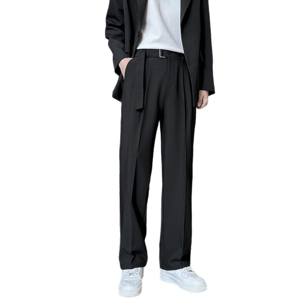 Autumn and Summer Pants Men's Straight-leg Pants Loose Pants Boys' Black Casual High-end Drooping Suit Pants Thin Men