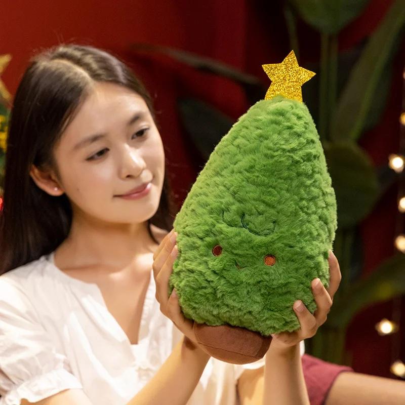 Cartoon Christmas Tree Plush Pillow Stuffed Pine Shaped Doll Toys for Children Car Room Christmas Decoration Cushion Gifts