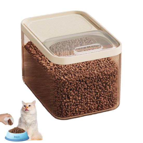 Grain Storage Barrel with Built-in Measuring Cup Clear Cover Large Capacity Wide Mouth Airtight Pet Food Container