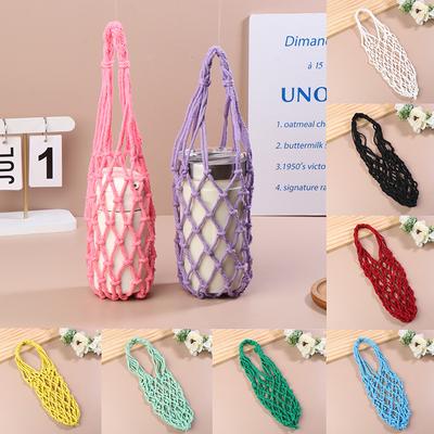 Suport portabil pentru cană de croșetat, geantă pentru cană de cafea, geantă cu goluri pentru sticlă, geantă pentru căni, plasă tricotată pliabilă, geantă pentru sticlă de apă, husă pentru cană