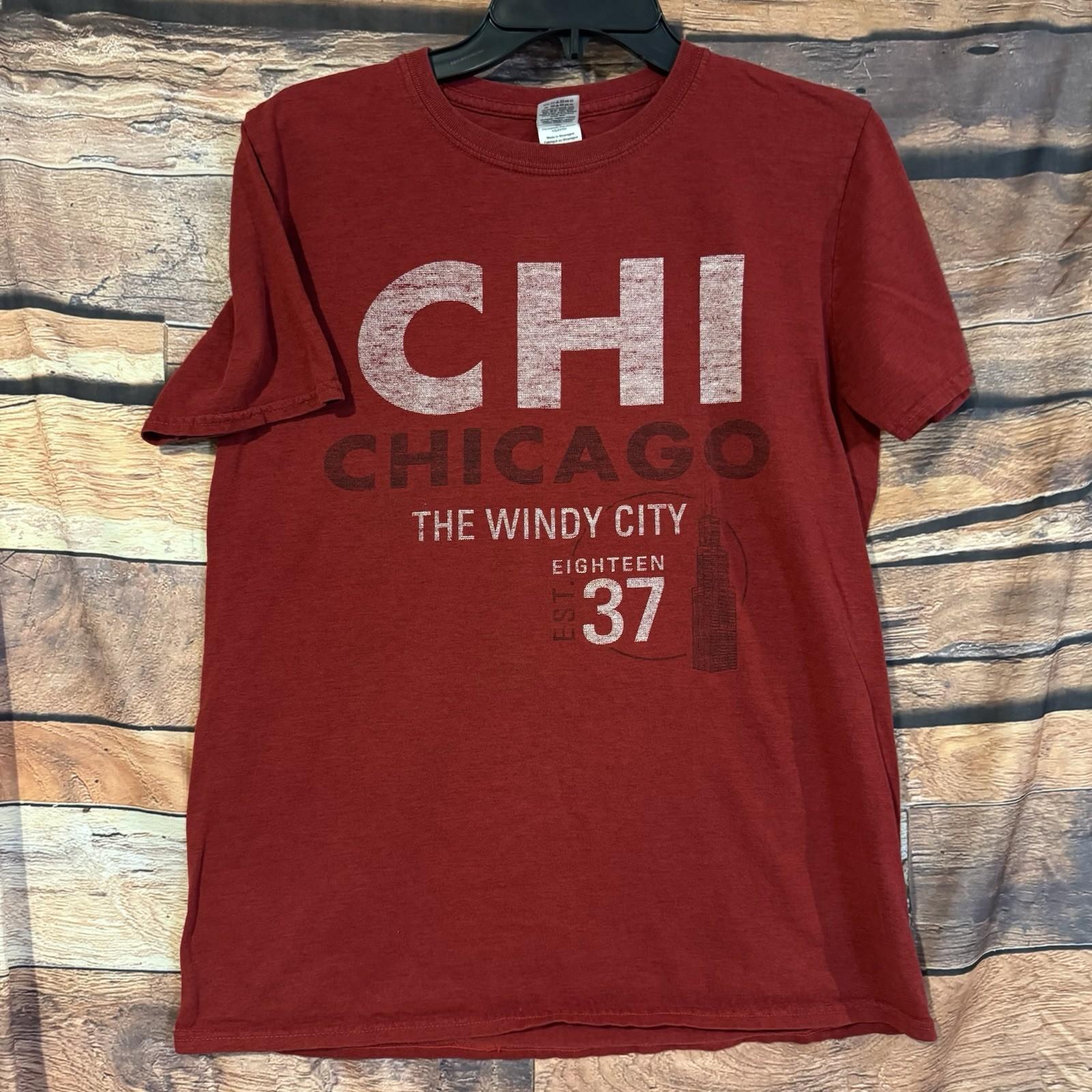 Chicago The Windy City Medium Red EST 1837 Chi Town Short Sleeve Tee Unisex T-Shirt XXXXL