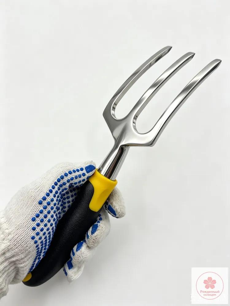 Stainless Steel Garden Hand Fork Tool with Ergonomic Handle for Weeding Digging and Soil Aeration Durable and Rust-Resistant Gardening Tool