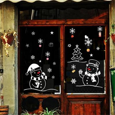 Feliz Navidad Papá Noel Muñeco de Nieve Pegatinas de Pared Ventanas Arte Decoración del Hogar Removible Decoración Navideña para Casa