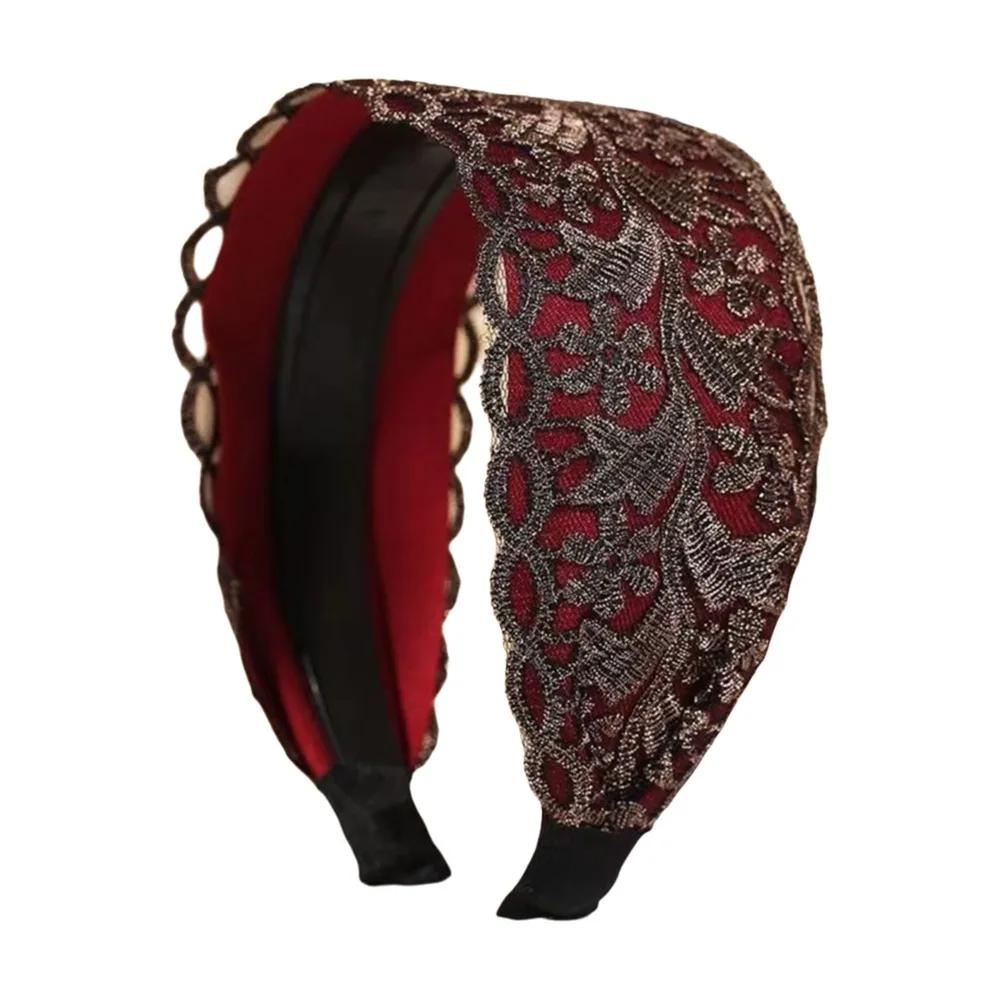 Fashion Vintage Lace Hair Hoop Anti Slip Hollow Lace Hairband Head Wrap Hair Accessories Elegant Women's Wide Headband Daily Use