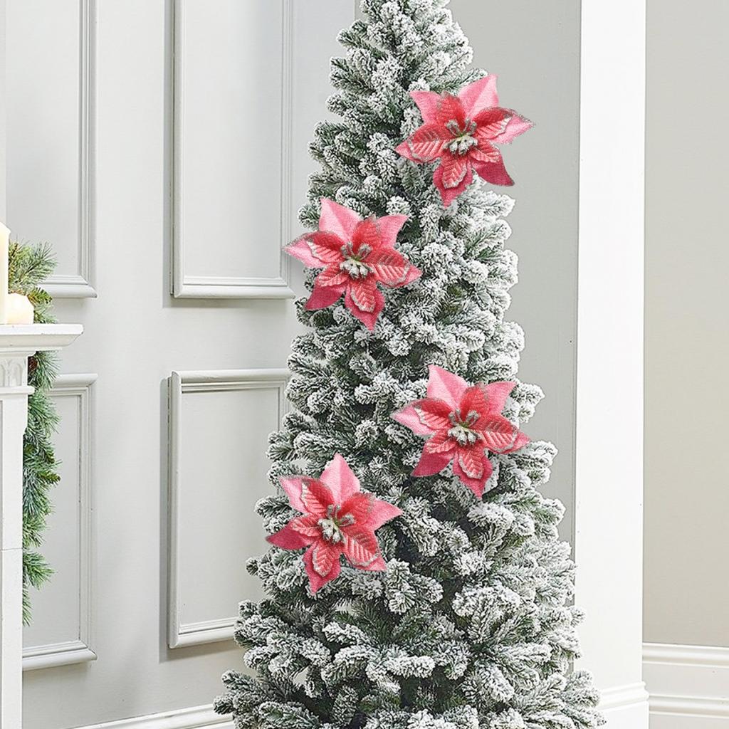 Shiny Artificial Poinsettia Flowers 524PCS for Christmas Decoration