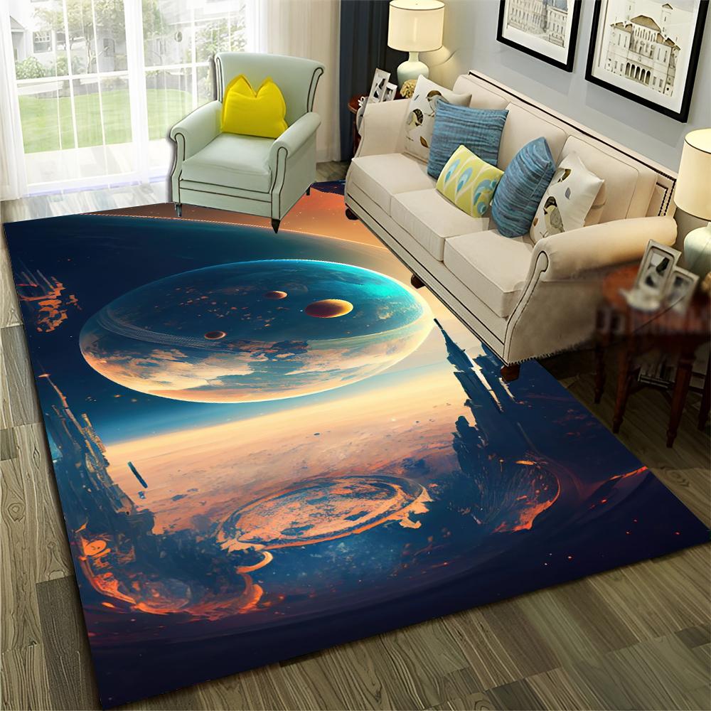 3D Univers Weltraum Galaxie Planet Stern Teppich Teppich für Zuhause Wohnzimmer Schlafzimmer Sofa Fußmatte Dekor,Kinderbereich Teppich Rutschfeste Bodenmatte