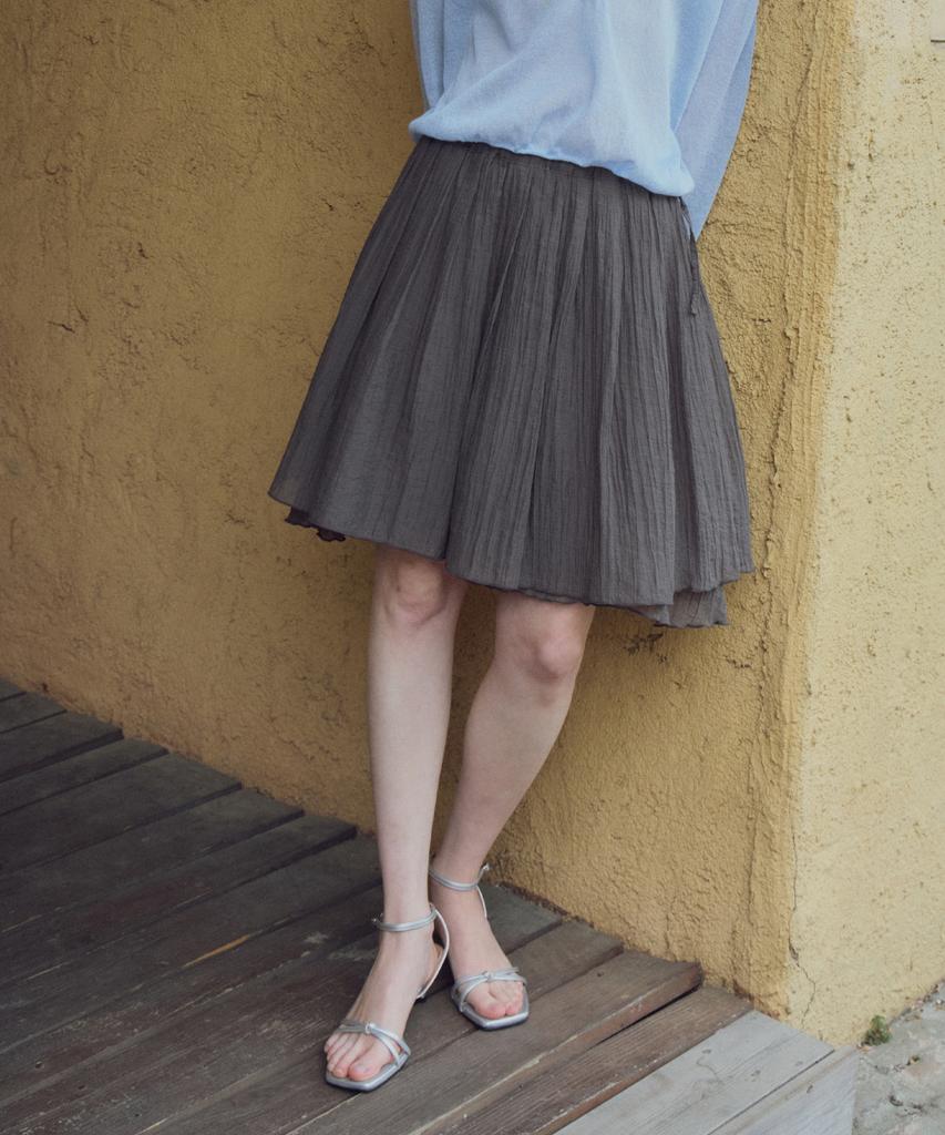 Cita Double Shirring Skirt_Cts633(Brown)