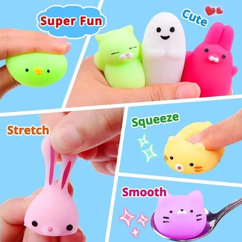 20 Stück Zufällige Niedliche Tiere Entlüften und Stress abbauen mit Spielzeug und Kleinen Geschenken Weiches Gummi Tier Quetschen
