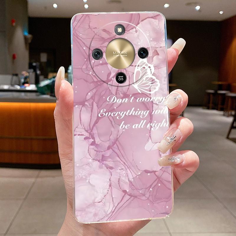 For Honor Magic 8 Lite Case Pretty Flower Butterfly Silicone Clear Back Cover Soft TPU Phone Case for Honor Magic8 Lite 5G Funda