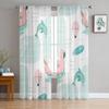 Abstract Cartoon Pink Flamingo Tulle Curtains For Living Room Sheer Curtain Bedroom Veil Organza Decorative Window Treatments