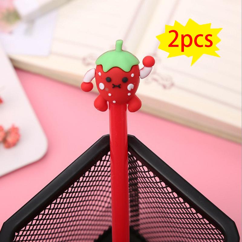 4 Pcs Fruit Face Gel Pens Cartoon Shape Writing Tools Comfortable Grip Kids Stationery School Office Supplies