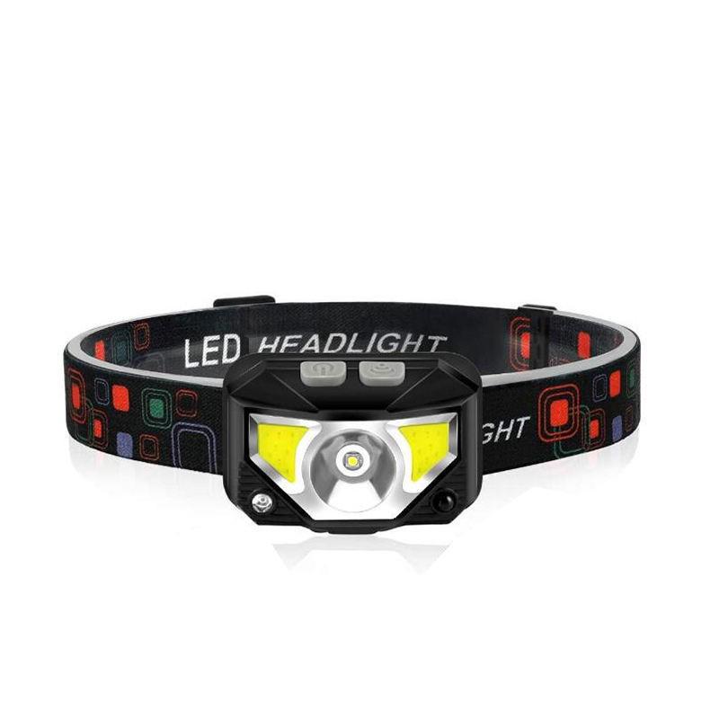 

USB Rechargeable LED Headlamp: Red Warning Light, Strong Beam, Motion Sensor, Waterproof for Outdoor Night Fishing