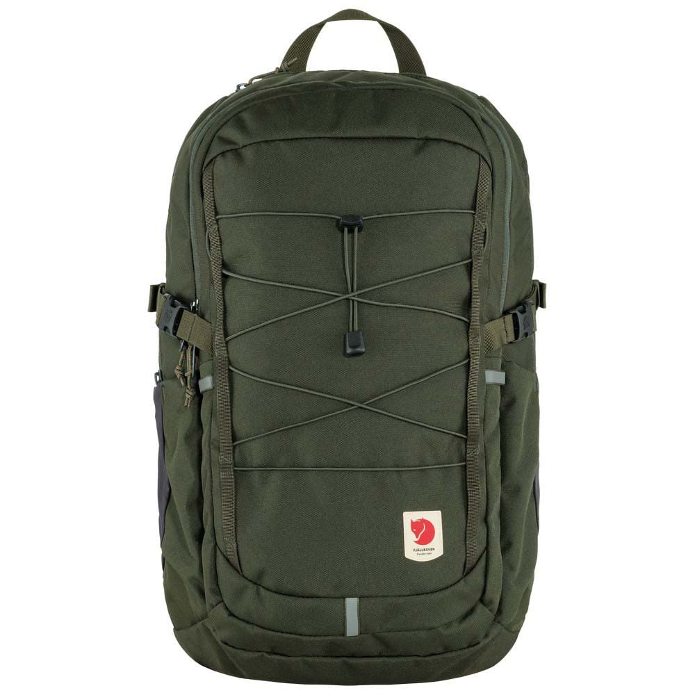 Fjällräven Skule 28 Backpack, 28L, with a 15-inch laptop sleeve, water repellent, hydration compatible, and unisex Deep Forest design (product