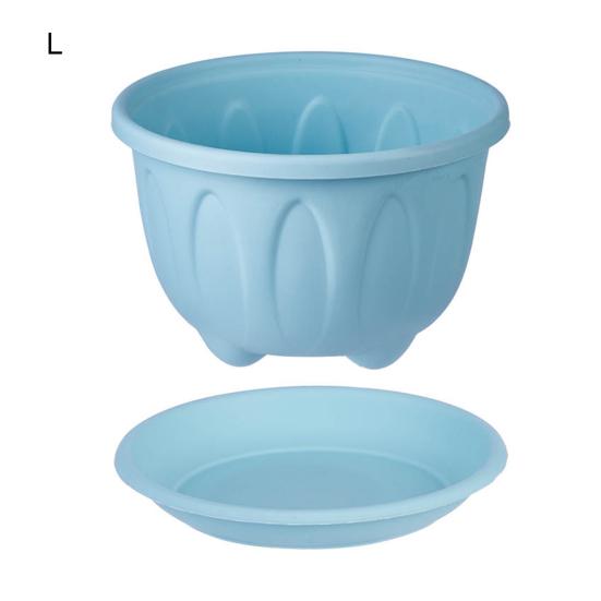 

Цветочный горшок, полезный для двора, легкий круглый пластиковый садовый горшок, высокое качество, красивый L синий