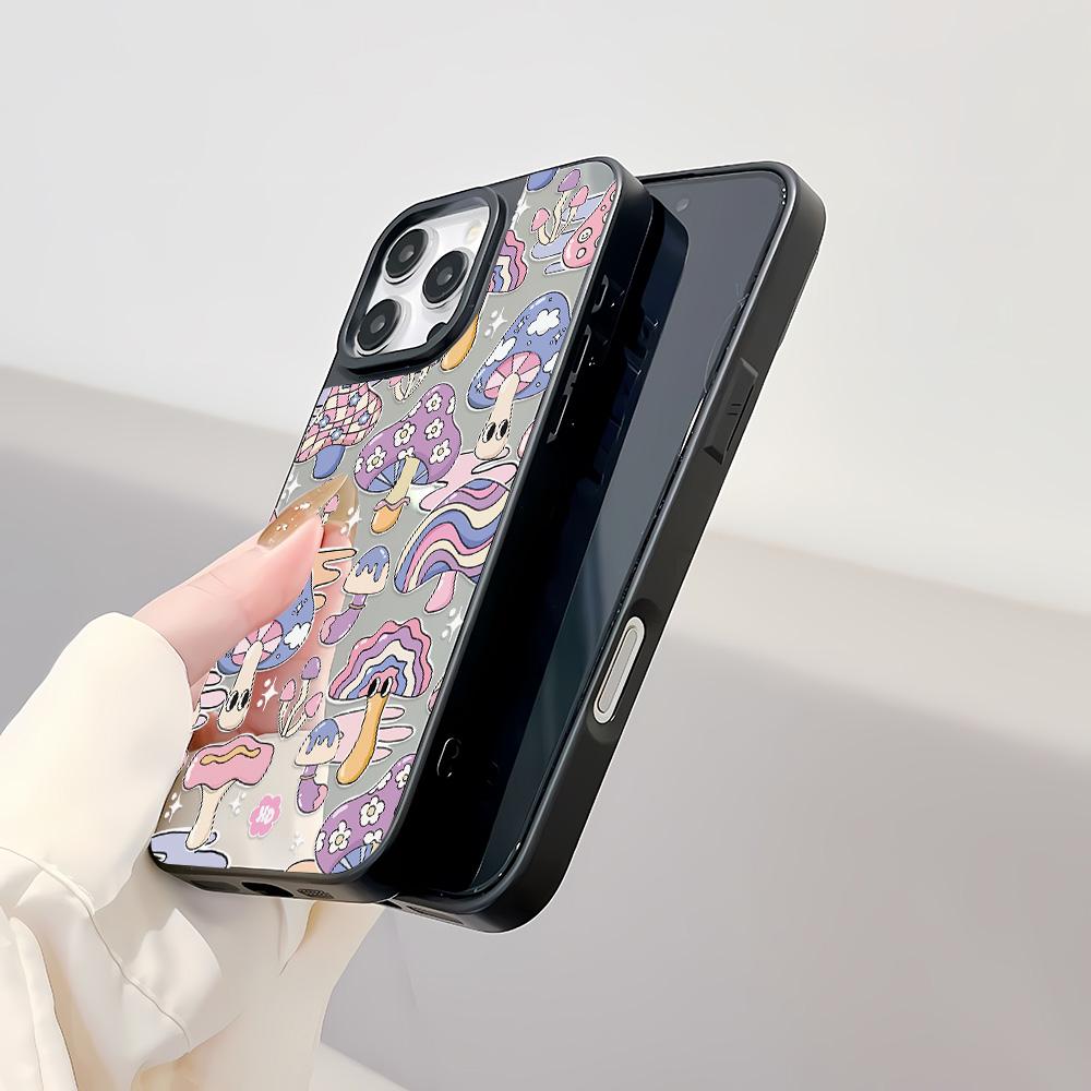 Mirror Phone Case for iPhone 15 11 13 14 for 15 16 Pro Max 12 13 16 Pro Cloud Flower and Animal Cute Style Phone Case