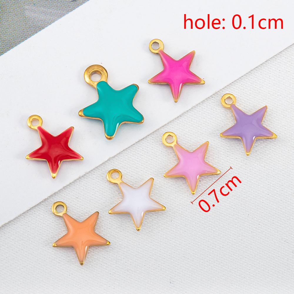 20pcs Stainless Steel Enamel Colorful Charm Cross Heart Moon Star Pendant for DIY Women Jewelry Making Necklace Earring Supplies