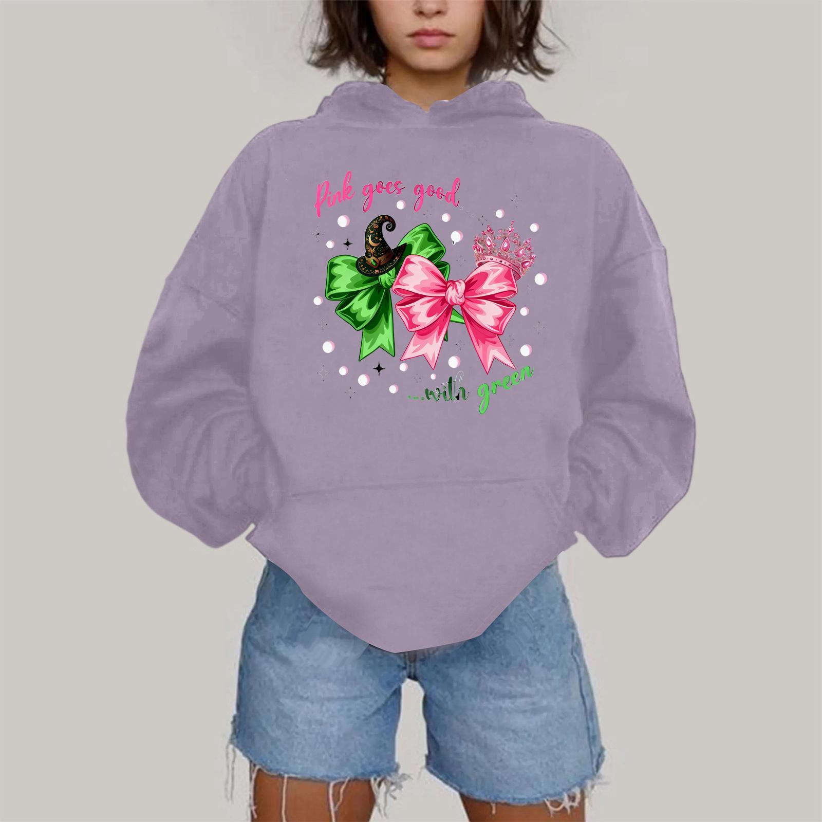 

Женская модная повседневная толстовка с капюшоном, длинным рукавом и принтом XXL фиолетовый