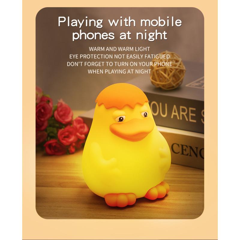 Silicone Cute Duck Pat Light Induction Night Light USB Charging Ornament Ambient Lighting Night Light
