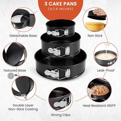 Nonstick Cake Pan with Removable Bottom Honeycomb Texture Round Baking Mold for Cheesecake Easy Release Bakeware Accessories