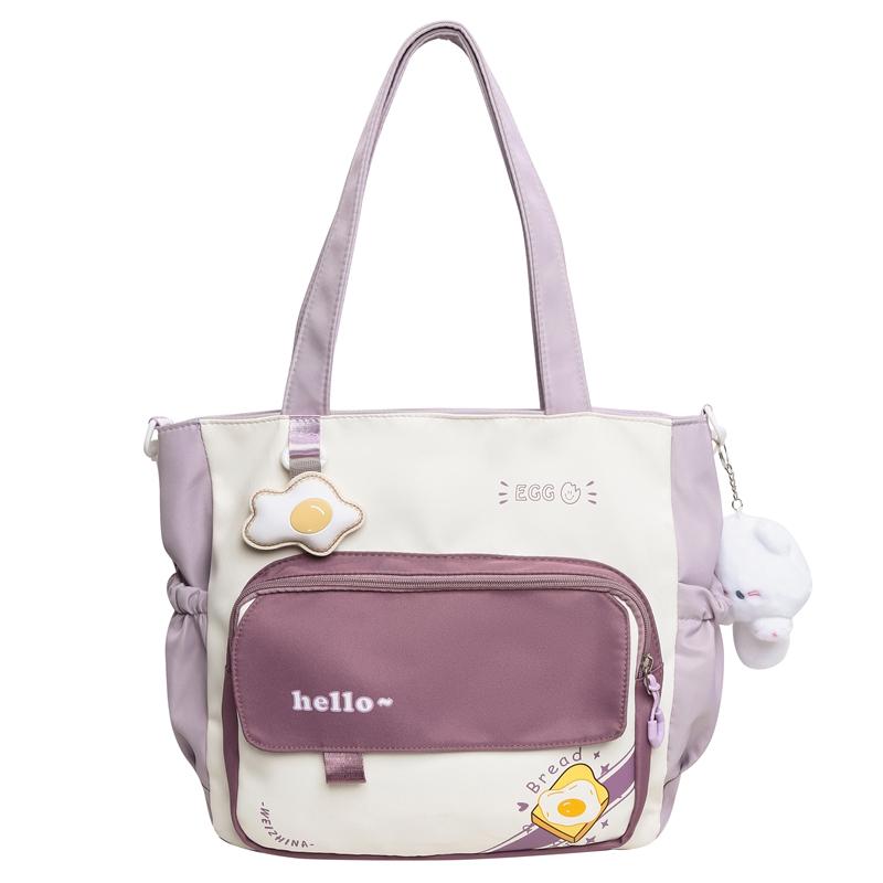 

Женская сумка-мессенджер с цветными блоками, студенческая сумка через плечо для занятий, большая вместимость, сумка-тоут для кампуса фиолетовый