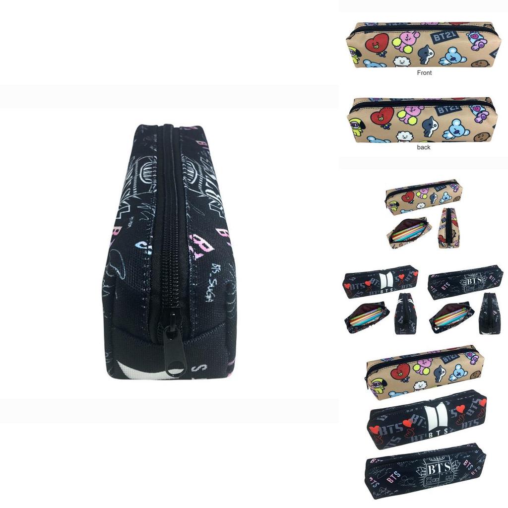 Bts Bt21 Malowanie Płótno Piórnik Portmonetka Saszetka na Makijaż Przenośna Torba na Długopisy
