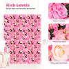 40 X 60 Cm 12Pcs Fake Rose Artificial Flower Wall Panels Set Silk Flowers Wedding Backdrop Home Party DIY Decoration (dark Pink)
