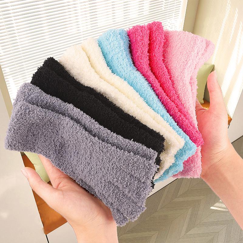 Autumn Winter Plush Half-Finger Gloves Thickened Coral Fleece Keep Warm Knitted Gloves