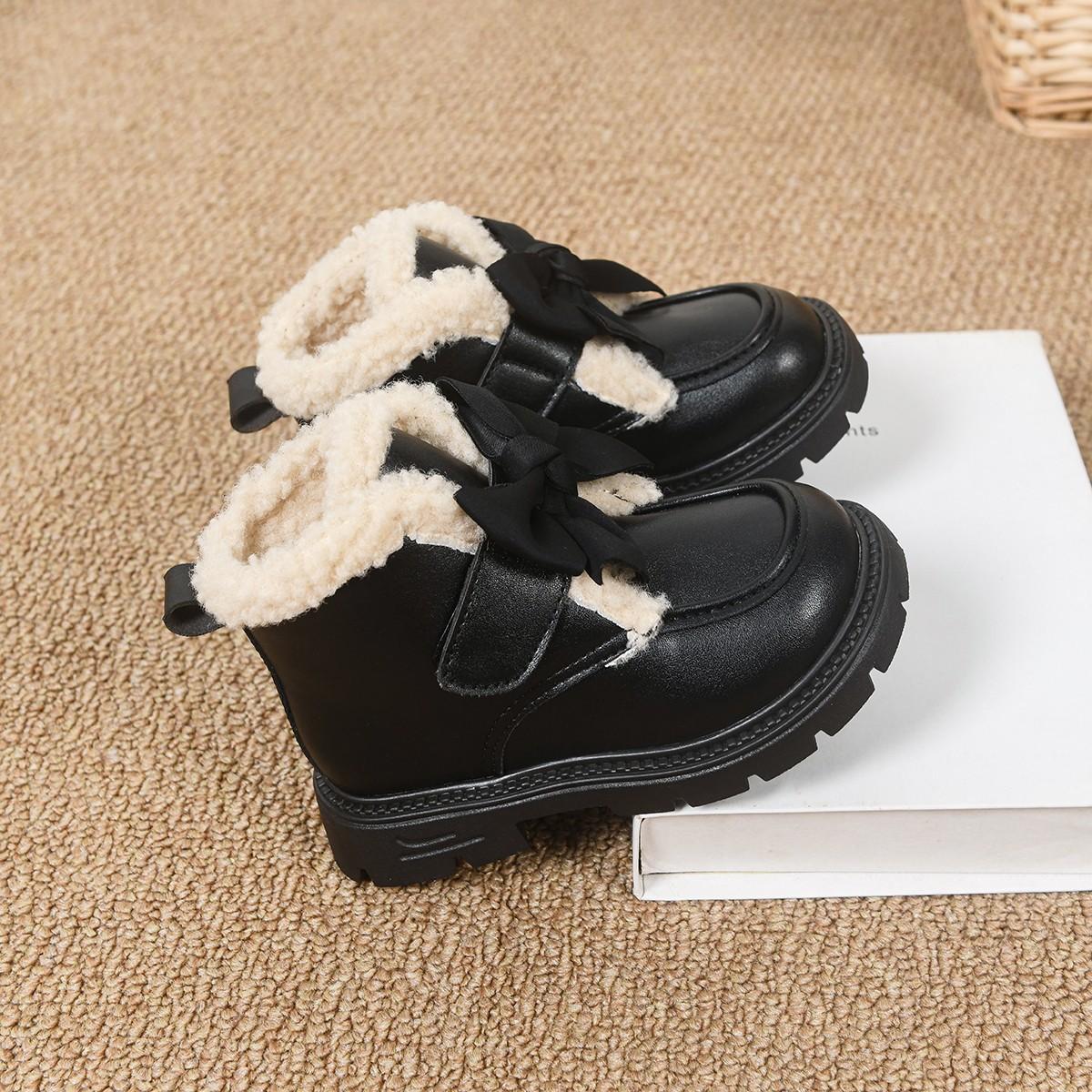 

Kids Snow Boots for Girls Winter Warm Fleece Lined Short Boots Thick Cotton Shoes Non Slip size 30