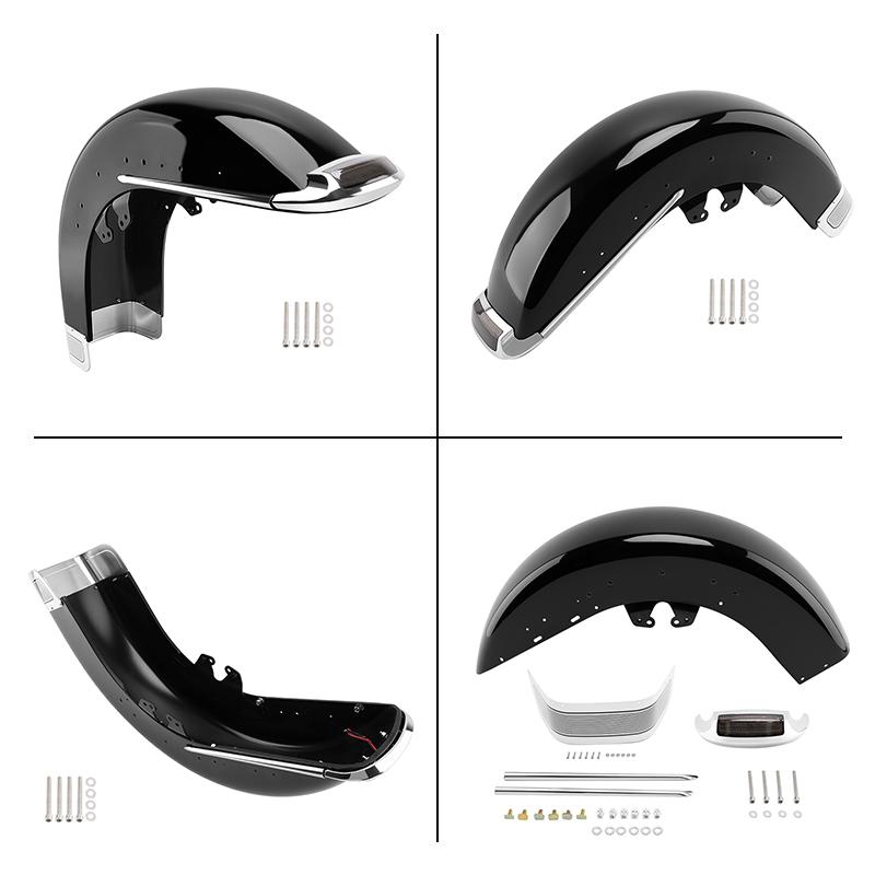 Motorcycle Front Fender Assembly with Tip Light Trim For Harley Touring Road King Electra Glide Street Road King Glide 2014-up