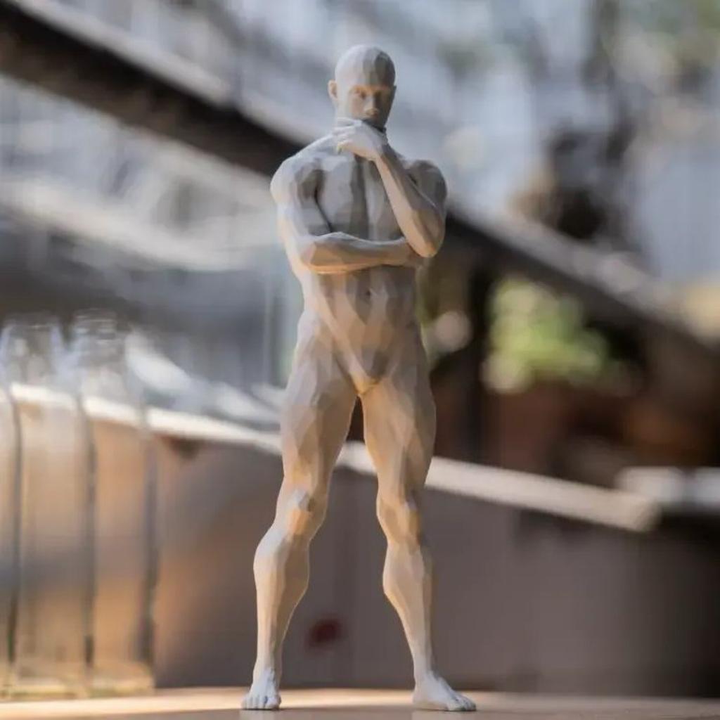 3D Yoga Pose Figurine – Male Plastic Desktop Ornament for Home & Office Decor