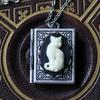 White Gothic Cat Pendant Necklace For Women Vintage Creative Necklace Page Turnable Book Shaped Necklace Party  No Box