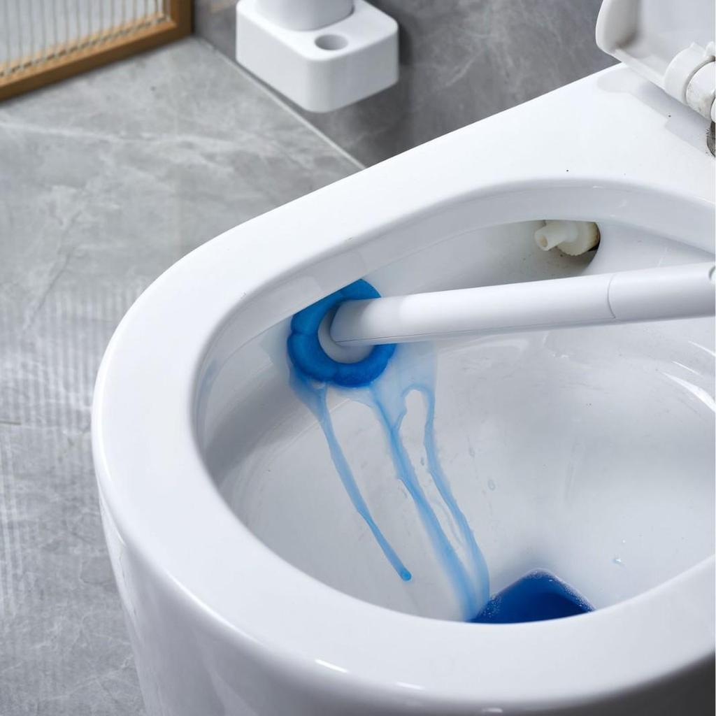 Disposable Freestanding Toilet Brush Set with Replacement Heads for Thorough Bathroom Cleaning