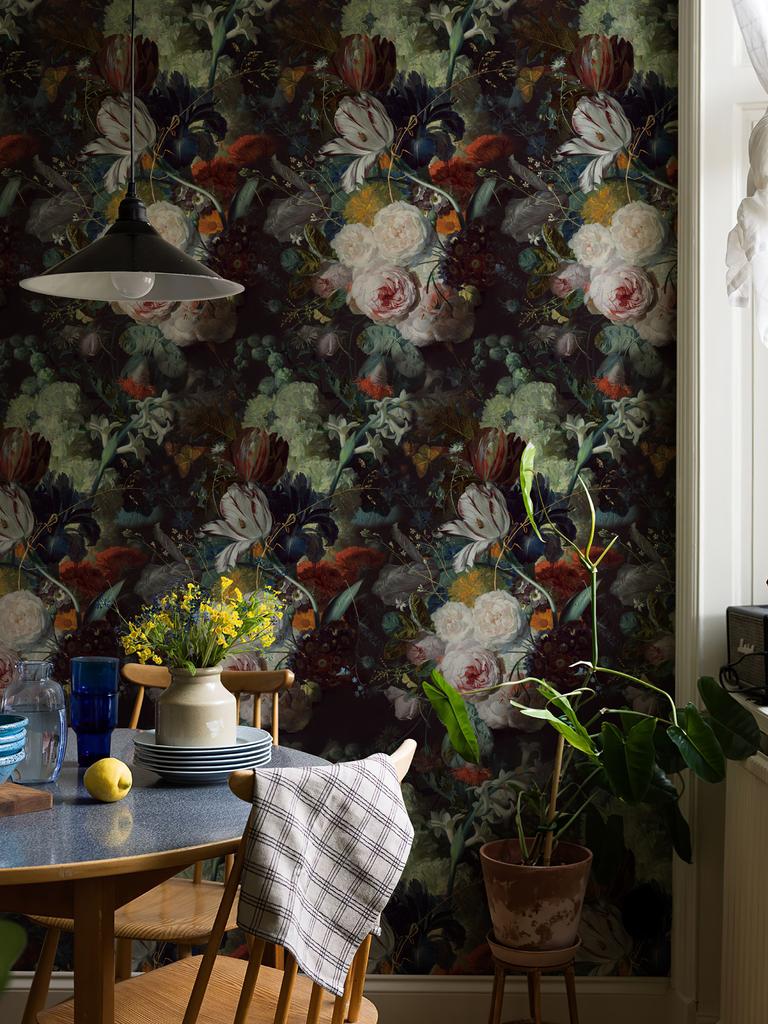 Europäische Ölmalerei Vintage Botanisch Selbstklebende Tapete Heimdekoration Abziehbar und Aufklebbar Tapetenrollen Große Blumenaufkleber