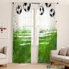 2PCS Digital Printed Sheer Curtain, Green Soccer Football Field, Sports Theme Boys Room Decor for Living Room Bedroom Home Decor