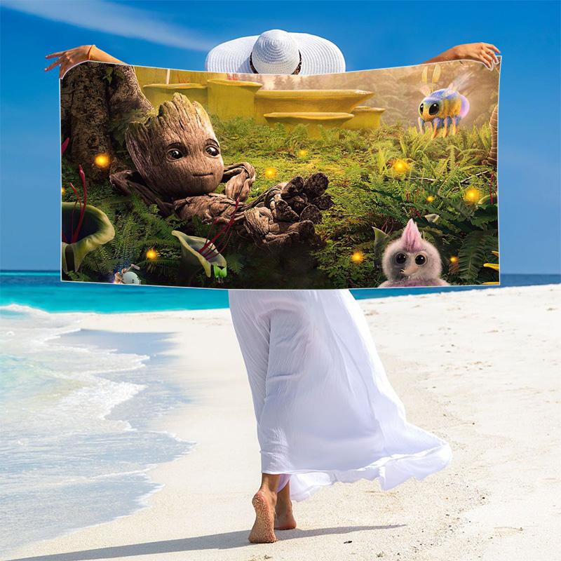 Groot Print Beach Towel, Large Soft Quick Dry Towel for Beach Camping Swimming