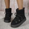 2025 New Arrival Plus Size Fashionable Warm Thick-Sole Slip-On Women's Snow Boots with Front Lace-Up
