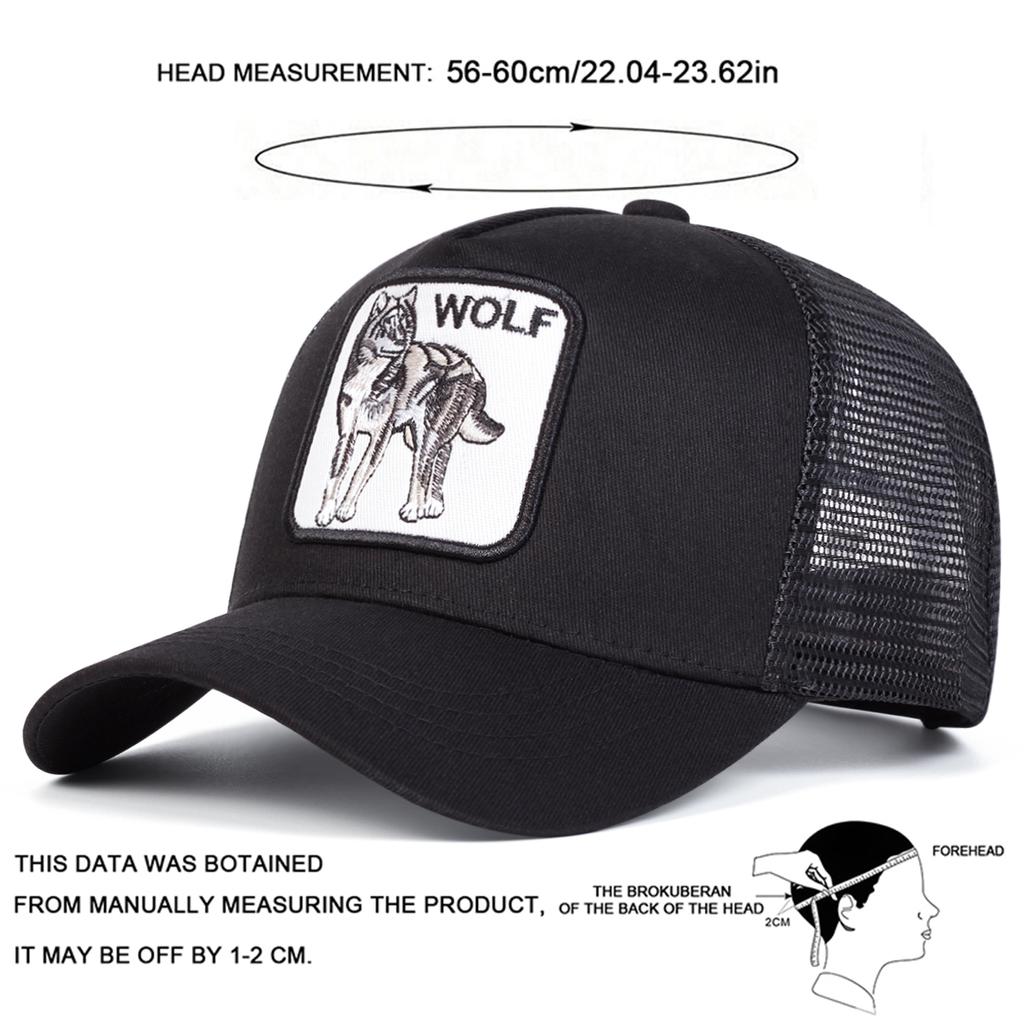 Frühling und Sommer Wolf Stickerei Sonnenschutz Hut Outdoor Atmungsaktive Baseball Cap Unisex Sport Hip Hop Caps Mesh Hüte