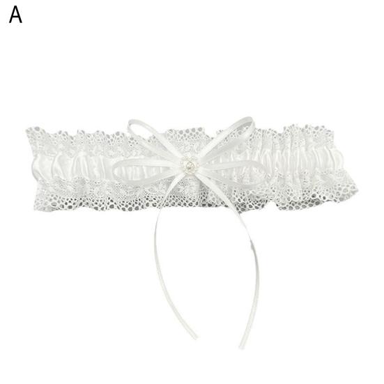 Lace Wedding Garter Faux Pearls Bowknot Floral Lace Garter Stretch Leg Garter Belt Bride Accessories for Women