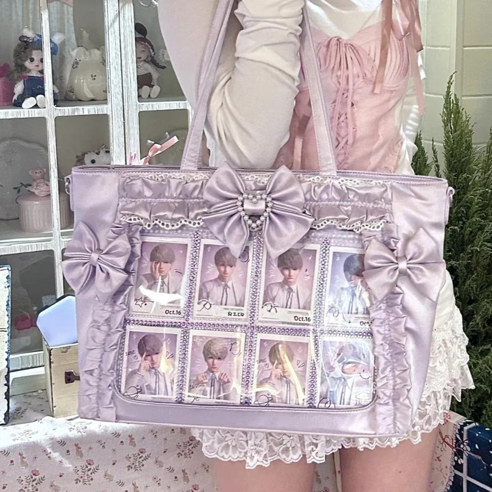 Ita Bag Lace Bow Ribbon JK Uniform Shoulder Bag Comic Exhibition Portable Y2K Tote Bag New Sweet and Cool Girl Ulzzang 2026