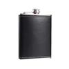 8 oz Stainless Steel Hip Flask with Black Leather Wrap